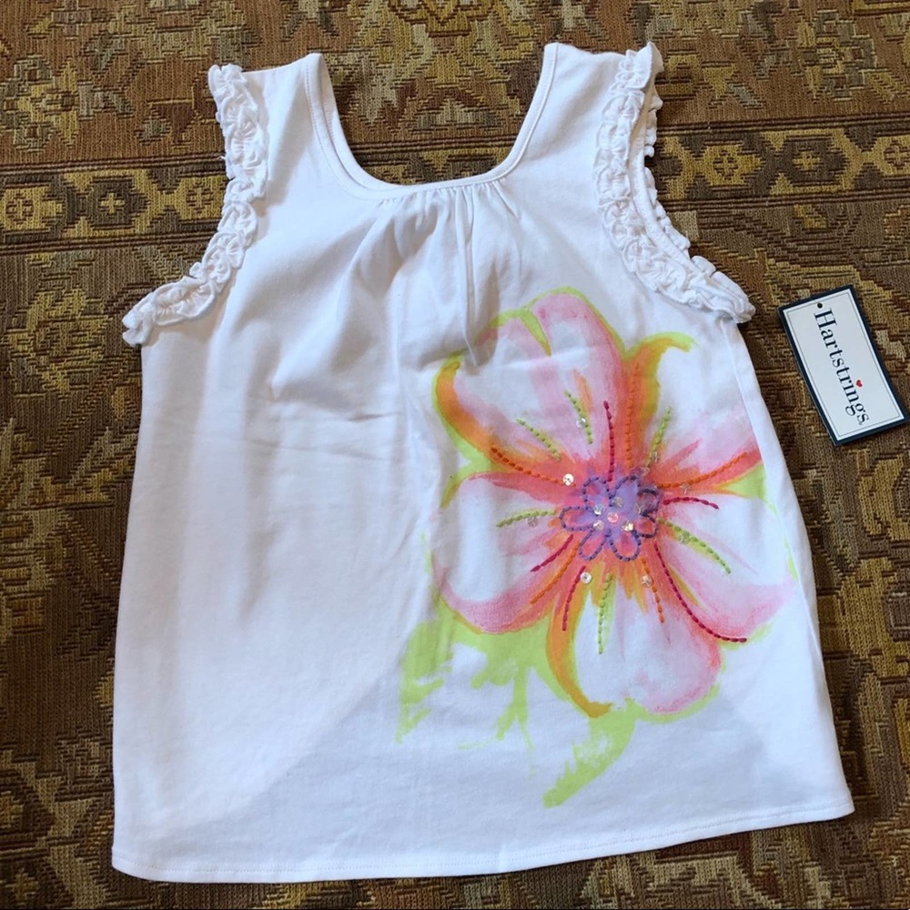 Hartstrings white tank top with flower design